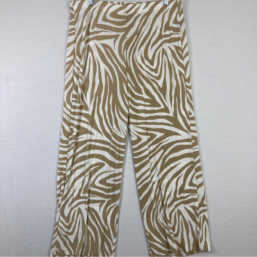 Chico's Tan and White Zebra Print Wide Leg Pants